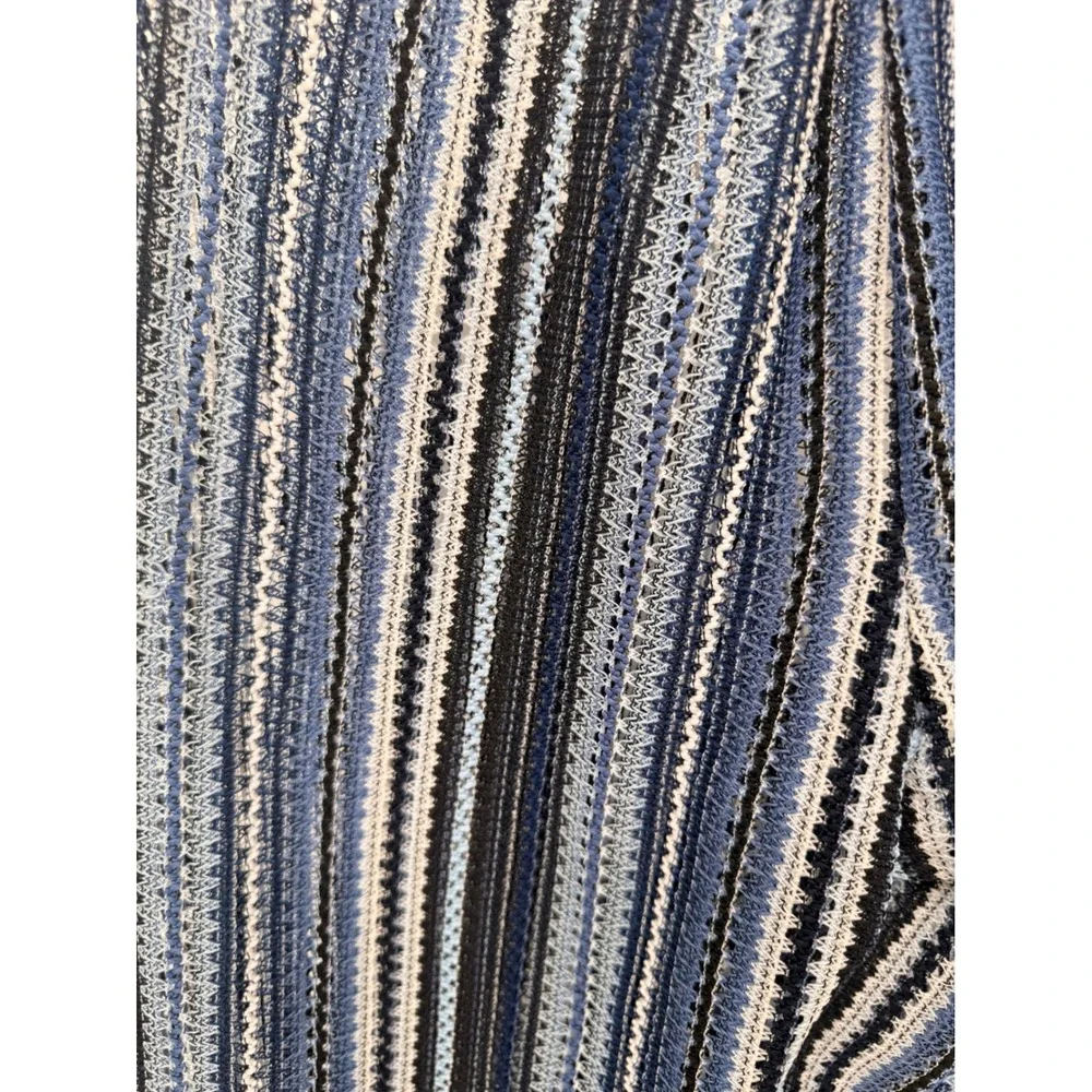 BECCA by Rebecca Virtue Blue Striped Knit Beach Cover Up Pants Medium Wide Leg - Picture 5 of 6